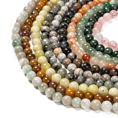 Natural Gemstone Beads Strands, Mixed Stone, Round, 8mm, Hole: 0.8