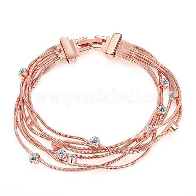 Wholesale Romantic Tin Alloy Czech Rhinestone Multi-strand Bracelets -  Pandahall.com