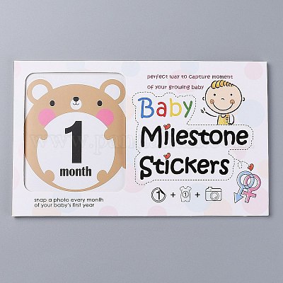 1~12 mes temas de números bebé hito pegatinas al por mayor para
