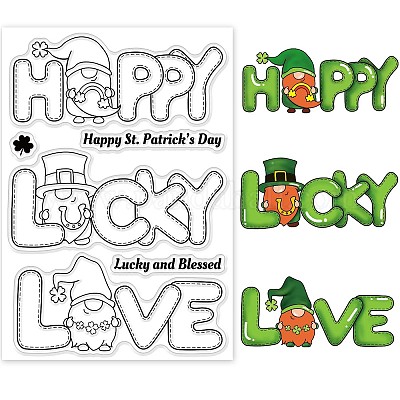 Wholesale GLOBLELAND Happy Lucky Love Clear Stamps Gnome Silicone