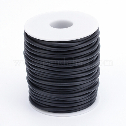 ポリ塩化ビニールの管状のソリッド合成ゴム製コード  白いプラスチックのスプールに巻き  穴がない  ブラック  5mm  約10.93ヤード（10m）/ロール RCOR-R008-5mm-09-1