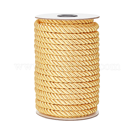 PandaHall 8mm 20 Yards Twisted Cord Trim Gold Decorative Rope for Curtain Tieback NWIR-BC0002-03B-1