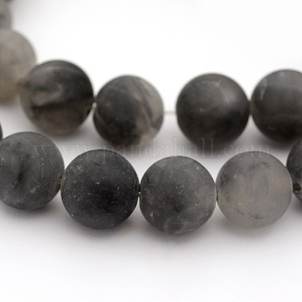 Frosted Natural Cloudy Quartz Round Bead Strands G-M272-12-10mm-1