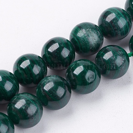 Natural Malachite Gemstone Beads Strands G-I001-9mm-01-1