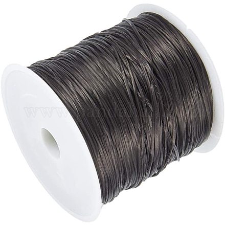 JEWELEADER About 65 Yards Japanese Elastic Stretch Thread 0.8mm Polyester String Cord Crafting DIY Thread for Bracelets Gemstone Jewelry Making Beading Craft Sewing - Black Color EW-PH0002-02B-1