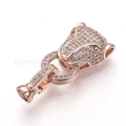 Brass Micro Pave Cubic Zirconia Fold Over Clasps ZIRC-S058-02RG-1