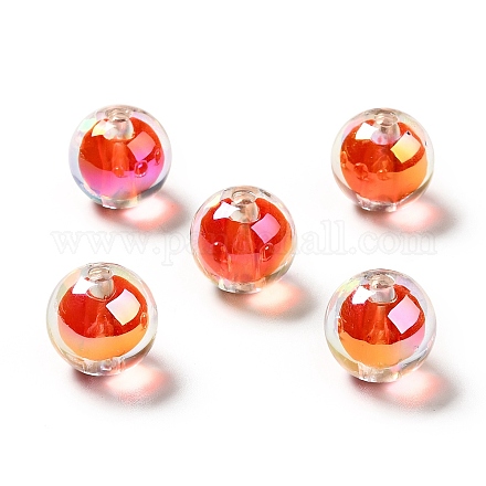 Perles acryliques irisées arc-en-ciel à placage uv bicolore TACR-D010-03A-08-1