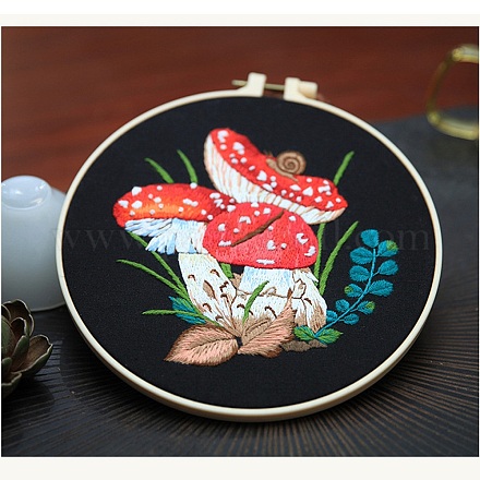 DIY Mushroom Pattern Embroidery Kits MUSH-PW0001-116B-1