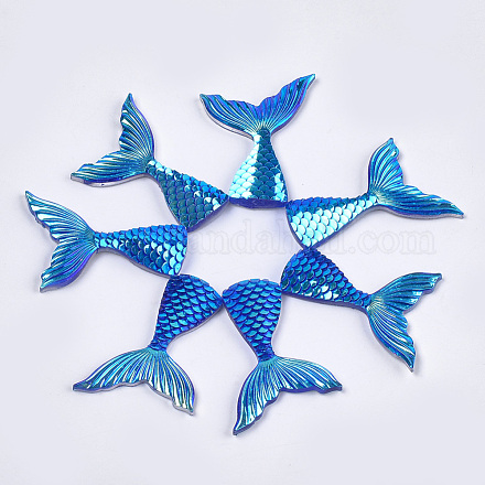 樹脂カボション  人魚の尾の形  ブルー  39.5x28x4mm X-CRES-T012-06H-1