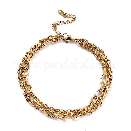 304 bracelets multi-rangs chaîne forçat en acier inoxydable BJEW-I293-08G-1
