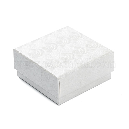 厚紙ギフトボックスジュエリーセットボックス  ネックレス  ブレスレット  中に黒いスポンジを入れて  正方形  ホワイト  7.5x7.5x3.6cm  内径：7x7のCM CBOX-F006-01-1