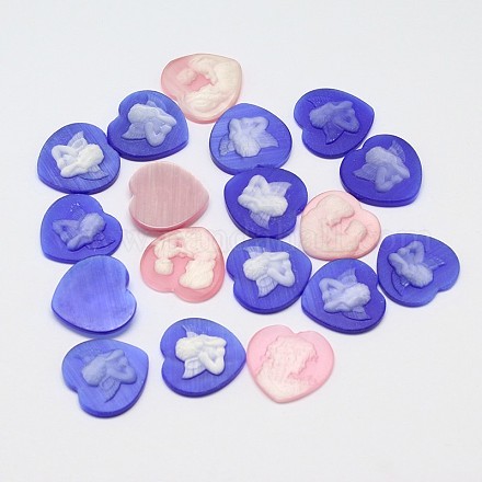 Mixed Cameo Angel Heart Cat Eye Cabochons CE-A001-04-1