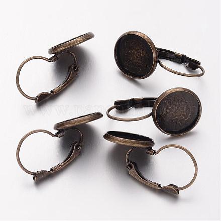 Antique Bronze Tone Brass Leverback Earring Findings fit for Domed Cabochons X-KK-C1244-NFAB-1