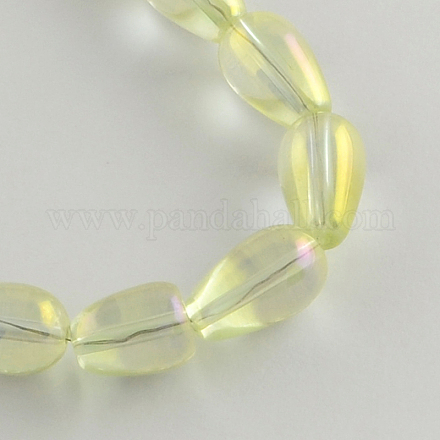 Electroplate Transparent Glass Teardrop Bead Strands EGLA-Q047-8x13mm-05H-1