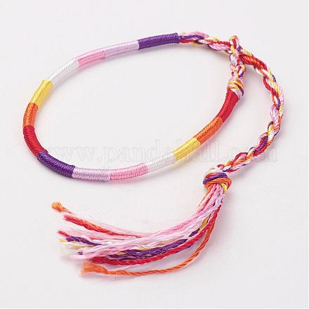 Braided Silk Thread Bracelets BJEW-N0032-08A-1