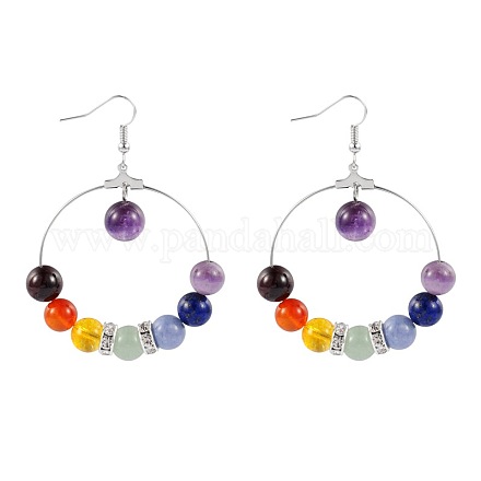 Chakra pierres précieuses naturelles perles boucles d'oreilles chandelier EJEW-JE01853-1