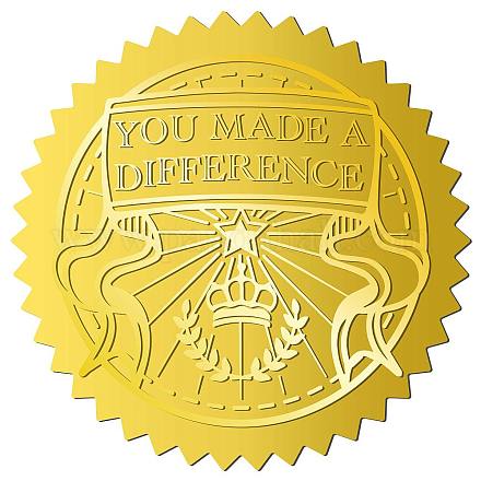 12 Blatt selbstklebende Goldfolien-Aufkleber mit Prägung „You Made A Difference“. DIY-WH0451-035-1