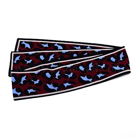 シルクスカーフが飾る  スカーフネックレス  ヒョウプリント模様  暗赤色  1150x70x0.5mm AJEW-TAC0028-05F-1