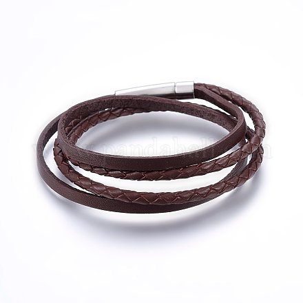 Leather Cord Wrap Bracelets BJEW-G603-34P-1