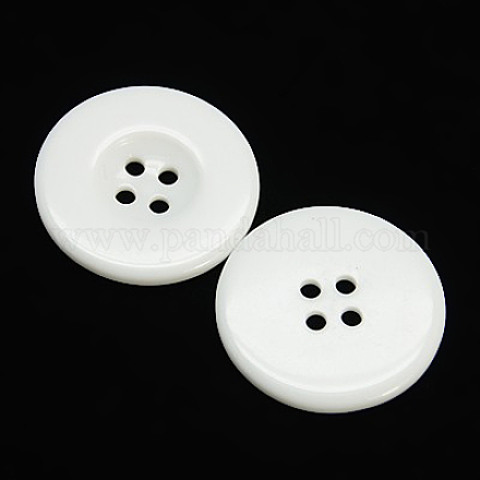 Bianco pulsanti resina a testa piatta X-RESI-D033-20mm-01-1