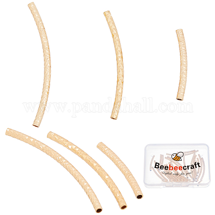 Beebeecraft 24Pcs 3 Style Brass Curved Tube Beads KK-BBC0001-68-1