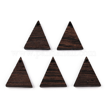 天然ウェンジウッドペンダント  染色されていない  三角形のチャーム  ココナッツブラウン  17x15x3.5mm  穴：1.4mm WOOD-T023-30-1