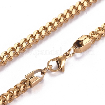 Collares de cadena de eslabones cubanos con corte de diamante de acero inoxidable 304 para hombres NJEW-G340-10G-02-1