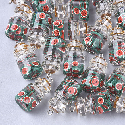 Pendentifs de bouteille en verre GLAA-T001-04F-1