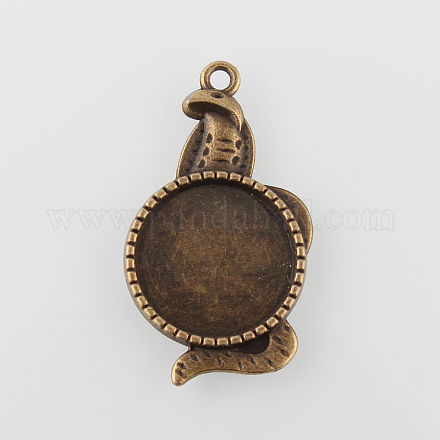 Tibetischen Stil antiken Bronze-Legierung Blume Anhänger cabochon Fassungen X-PALLOY-N0088-67AB-NF-1