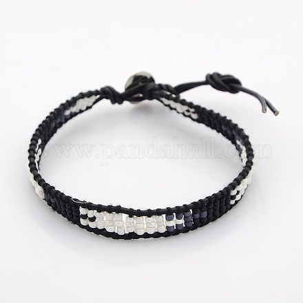 Einstellbar Acryl Perlen Lederband Armbänder X-BJEW-P021-05A-1