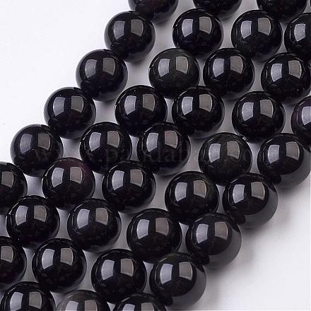 Natürlichen Obsidian Perle Stränge G-G945-17-14mm-1