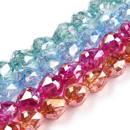 Transparent Electroplate Glass Beads Strands EGLA-N006-079-1