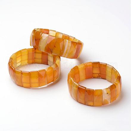 Natural Agate Beaded Stretch Bracelets BJEW-G494-03-1