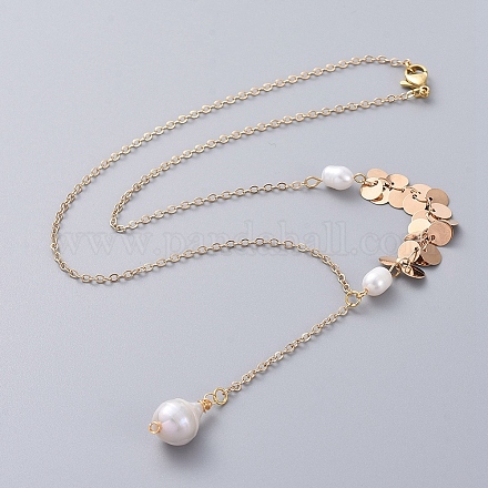 (vendita di fabbrica di feste di gioielli) singole collane con ciondolo di perle NJEW-JN02710-01-1