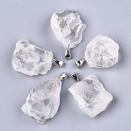 Pendentifs en cristal de quartz naturel brut brut X-G-N0326-52-1