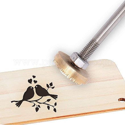 OLYCRAFT Wood Leather Cake Branding Iron 3CM Branding Iron Stamp Custom Logo BBQ Heat Stamp with Brass Head and Wood Handle for Woodworking Baking Handcrafted Design - Love Birds #2 AJEW-WH0113-15-134-1