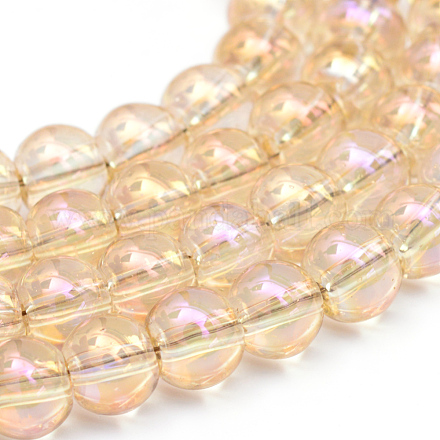 Electroplate Glass Beads Strands EGLA-Q062-8mm-A15-1
