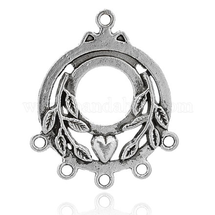 Flat Round Tibetan Style Alloy Chandelier Component Links PALLOY-J659-27AS-1