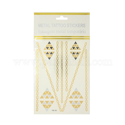 Cool Body Art Removable Mixed Triangle & Chain Shapes Fake Temporary Tattoos Metallic Paper Stickers AJEW-O007-09-1