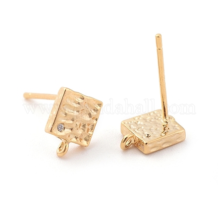 Brass Cubic Zirconia Stud Earring Findings X-KK-S350-003G-1