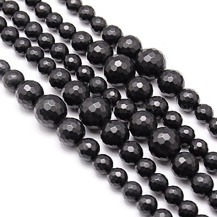 Natural Black Stone Beads Strands G-G548-11-1