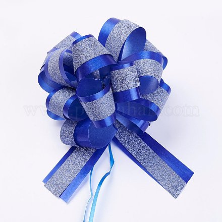 ラッピング包装用ワンタッチリボン  祭りバレンタインデーのギフトボックスパッケージの装飾  花  ブルー  1120x30mm AJEW-P045-D08-1