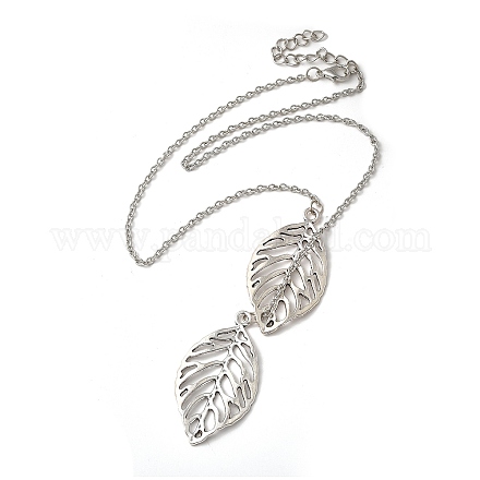 Простые полые Lariat ожерелья листьев сплава NJEW-N0052-002A-1