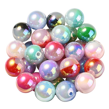 Placage uv perles acryliques opaques irisées arc-en-ciel OACR-C007-01-1