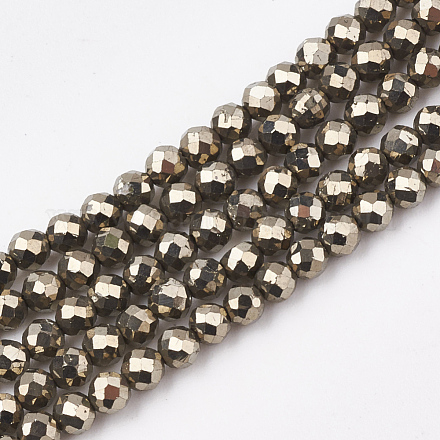 Natural Pyrite Beads Strands X-G-T107-10-1