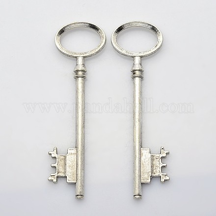 Antique Silver Tibetan Style Alloy Key Large Pendants X-TIBEP-20542-AS-LF-1