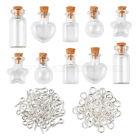 10 pièces 5 styles verre souhaitant bouteille CON-FS0001-03-1