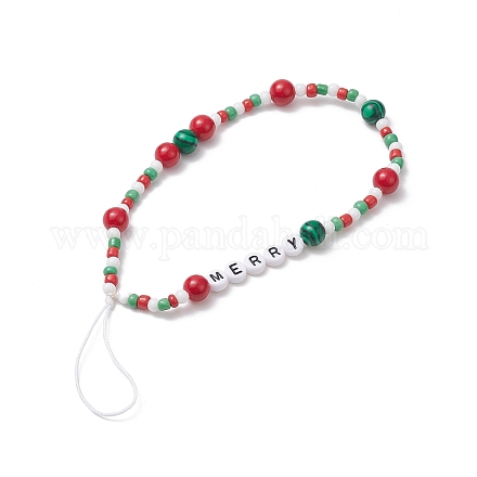 Sangles mobiles en perles de verre de noël HJEW-TA00009-1