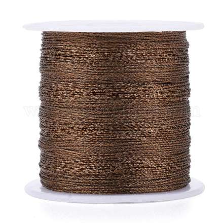 ポリエステル編組メタリック糸  DIYの編みこみのブレスレット作りと刺繡のために  ココナッツブラウン  0.4mm  6プライ  約54.68ヤード（50m）/ロール OCOR-I007-B-03-1
