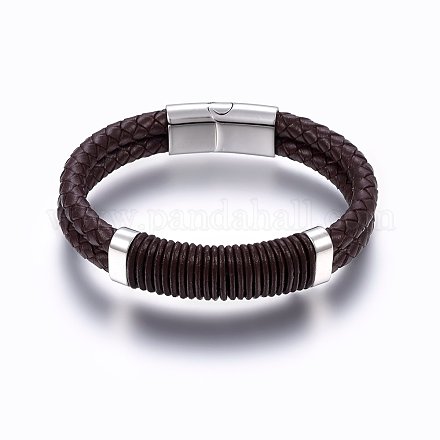 Bracelets en cuir tressé BJEW-E345-08A-P-1